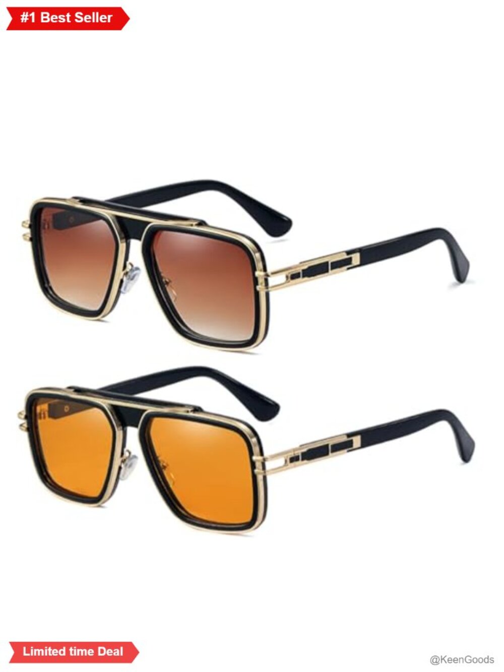 Retro Square Sunglasses Men Women UV400 Full Rim Plastic Metal